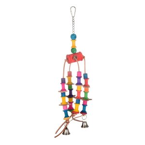 Drevená hračka pre exoty s valčekmi a zvončekmi