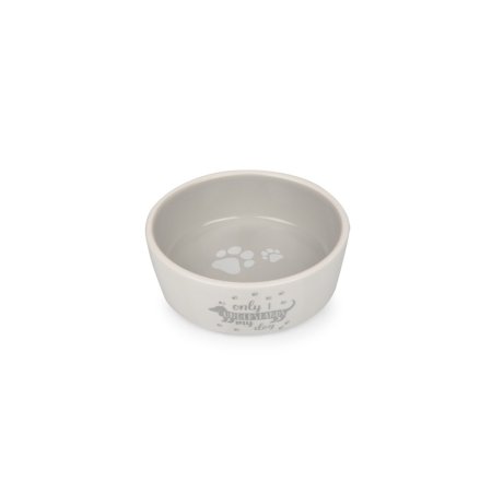 Keramická miska pre psov bielo/sivá s jazvečíkom, priemer 13,8 cm