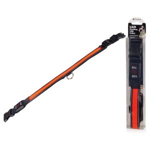 LED obojok dobíjací USB/vel.L 50-60cm/ oranžový