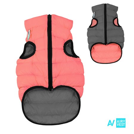 AiryVest bunda pre psov koralová/sivá M 40