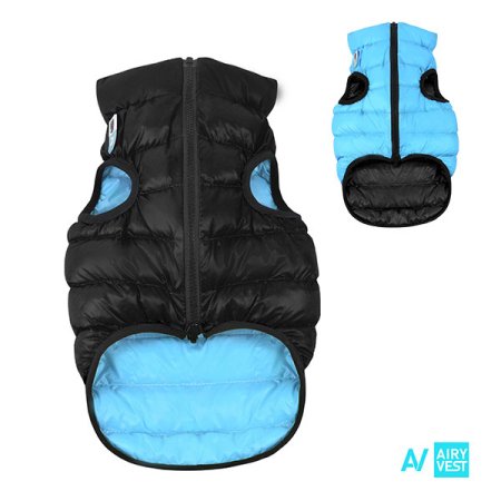 AiryVest bunda pre psov čierna/modrá M 40