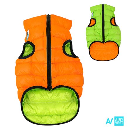 AiryVest bunda pre psov oranžová/zelená L 65