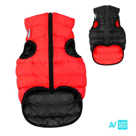 AiryVest bunda pre psov červená/čierna XS 25