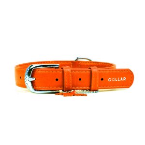Obojok kožený Glamour Classic - oranžový (18-21cm/9mm)
