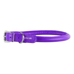 Obojok kožený Glamour Round - fialový (45-53cm/13mm)