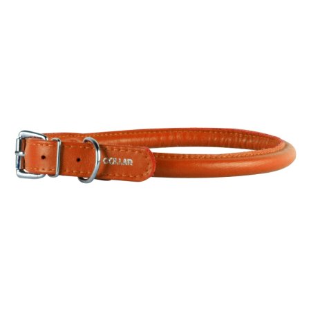 Obojok kožený Glamour Round - oranžový (45-53cm/13mm)