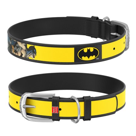 WAUDOG obojok kožený DC Batman logo (29-38cm/2cm)