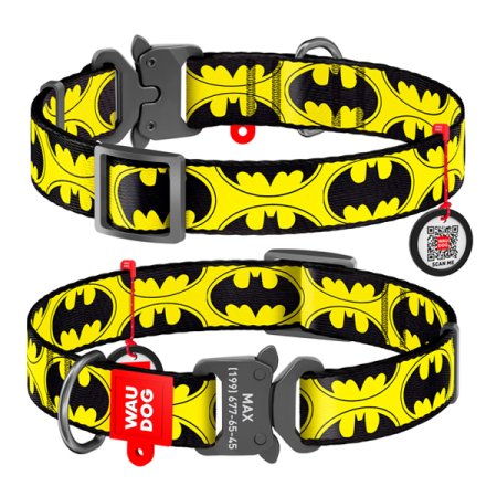 WAUDOG obojok nylonový DC Batman logo Fastex QR (33-49cm/2,5cm)