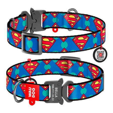 WAUDOG obojok nylonový DC Superman Logo Fastex QR (33-49cm/2,5cm)