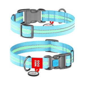 WAUDOG obojok nylonový Glow modrý QR (28-40cm/2,0cm)