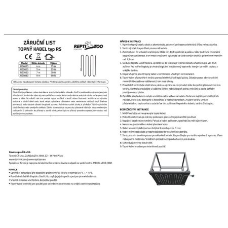 ReptiZoo Vykurovací kábel RS 15W 4m