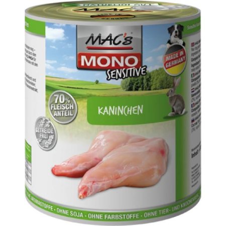 MACs Dog konzerva mono sensitive králik 400g