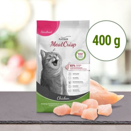 MeatCrisp Sterilised Chicken - Kurča pre kastrované mačky 400 g (EXPIRÁCIA 11/2023)