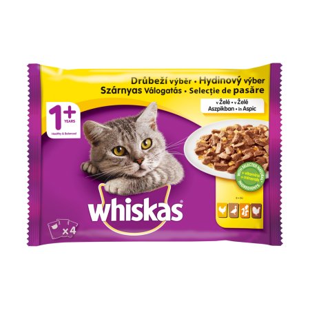 Whiskas kapsička Hydinový výber v želé 4 x 85 g