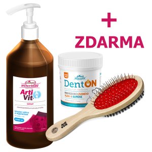 VITAR Veterinae Artivit Sirup 1000 ml s dávkovačom + DentON 100g + 1x Kefa pre psov ZADARMO