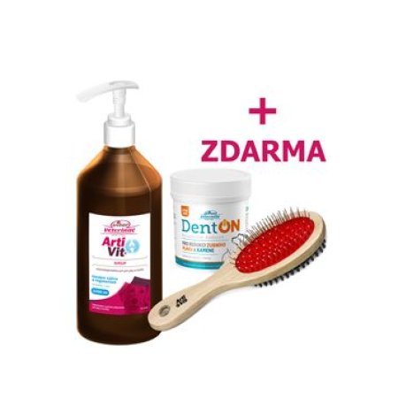 VITAR Veterinae Artivit Sirup 1000 ml s dávkovačom + DentON 100g + 1x Kefa pre psov ZADARMO