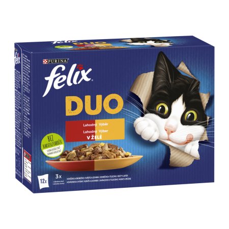 Felix Fantastic Duo kura a obličky / hovädzie a hydinové / morka a pečeň / jahňacie a teľacie Multipack 12 x 85 g