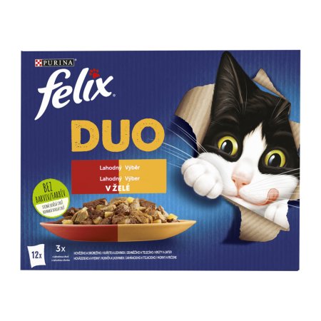 Felix Fantastic Duo kura a obličky / hovädzie a hydinové / morka a pečeň / jahňacie a teľacie Multipack 12 x 85 g