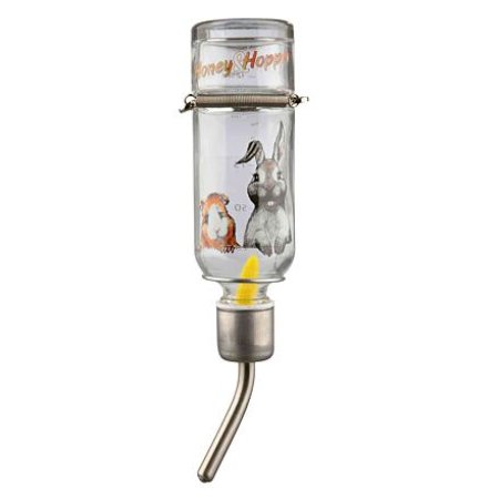 Sklenená napájačka Honey & Hopper s kovovým náustkom pre pieskomily a škrečky 125 ml