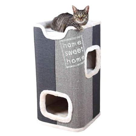 Cat Tower JORGE s odpočívadlom, sivá s béžovou kožušinou 78cm