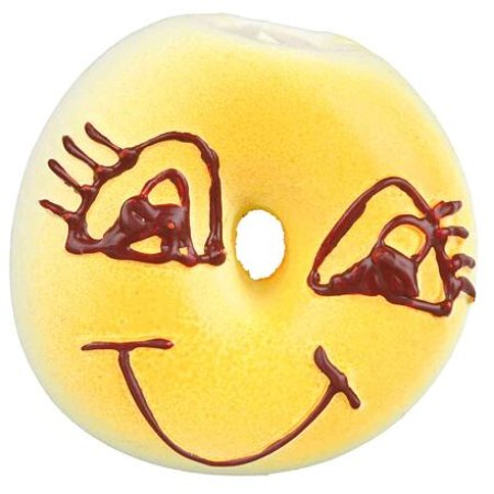 Bagel s tvárou, latexová hračka so zvukom, 6 cm