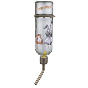 Trixie Sklenená napájačka Honey & Hopper s kovovým náustkom pre činčily a králiky 500 ml