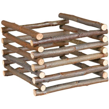 Natural Living - drevený prírodný stojan na seno 15 x 11 x 15 cm