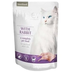 PIPER CAT vrecko pre sterilizované mačky, s králikom, 100g