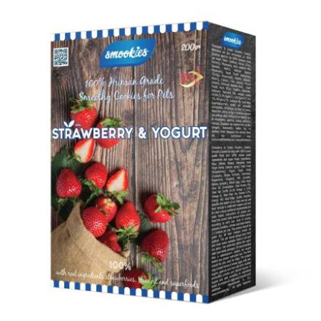 SMOOKIES Premium STRAWBERRY - jahodové sušienky 100% human grade, 200g