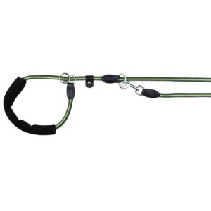 FUSION okrúhle vodítko Retriever gum.rukoväťou M-XL 1,90 m/13 mm, čierno-zelený - DOPREDAJ