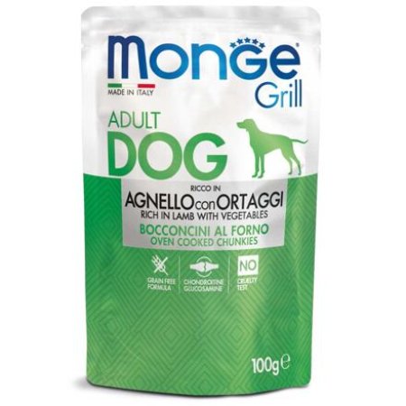 MONGE GRILL Dog Kapsička jahňacia so zeleninou 100g/24bal