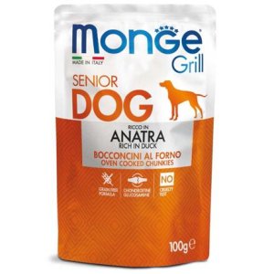 MONGE GRILL SENIOR vrecko kačacie pre staršie psy 100 g