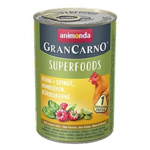 GRANCARNO Superfoods kura, špenát, maliny, tekvicové semienka 400 g pre psov