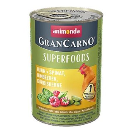GRANCARNO Superfoods kura, špenát, maliny, tekvicové semienka 400 g pre psov