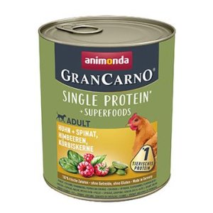 GRANCARNO Superfoods kura, špenát, maliny, tekvicové semienka 800 g pre psov