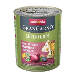 GRANCARNO Superfoods hovädzie, čv. repa, černice, púpava 800 g pre psov