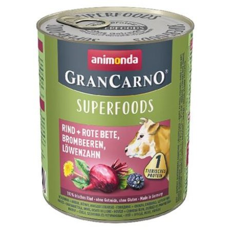 GRANCARNO Superfoods hovädzie, čv. repa, černice, púpava 800 g pre psov