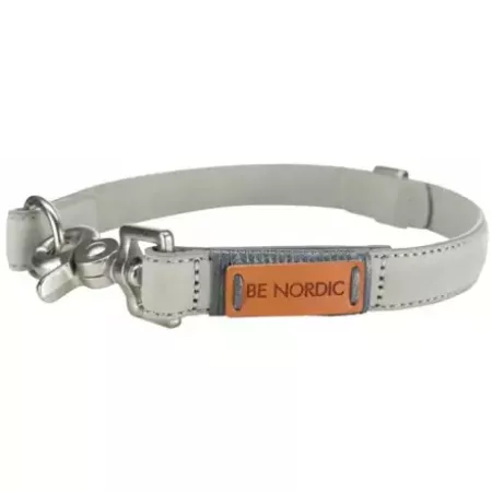 BE NORDIC kožený obojok - svetlo šedá 55 cm/30 mm DOPREDAJ