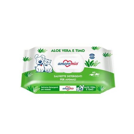 AMOREMIO vlhčené čistiace obrúsky, aróma Aloe Vera/tymián, 40 ks