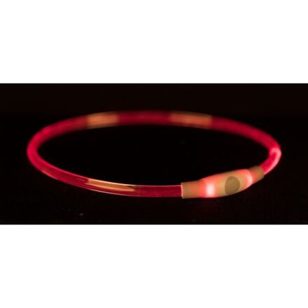 Flash light ring USB, blikací obojok, červená L-XL: 65 cm/ 8 mm