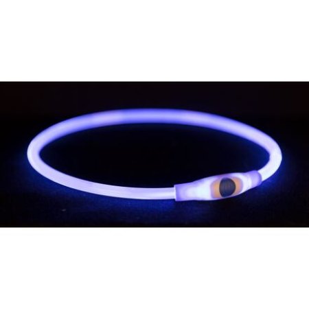 Flash light ring USB, blikací obojok, modrá L-XL: 65 cm / 8 mm