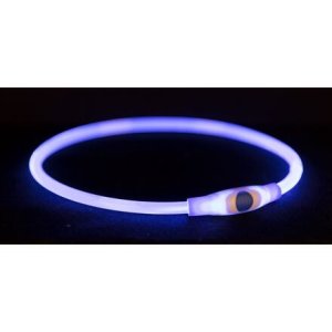 Trixie Flash light ring USB, blikací obojok, modrá SM: 40 cm/ 8 mm