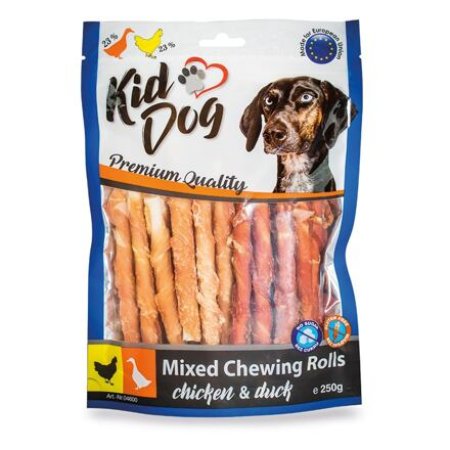 KIDDOG mix byvolích tyčiniek s kuracím a kačacím mäskom - 8 mm/12 cm 250 g