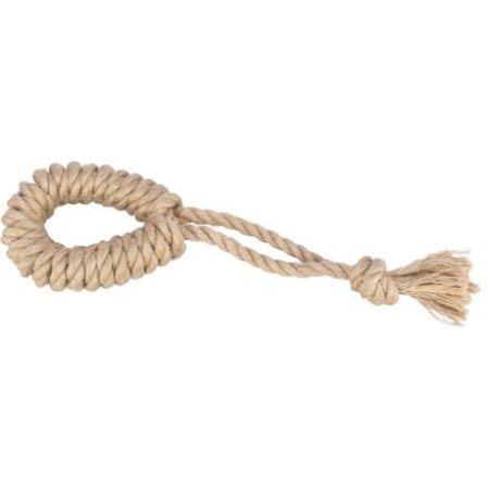 Preťahovacie lano s kruhom, 32 cm, konope/bavlna