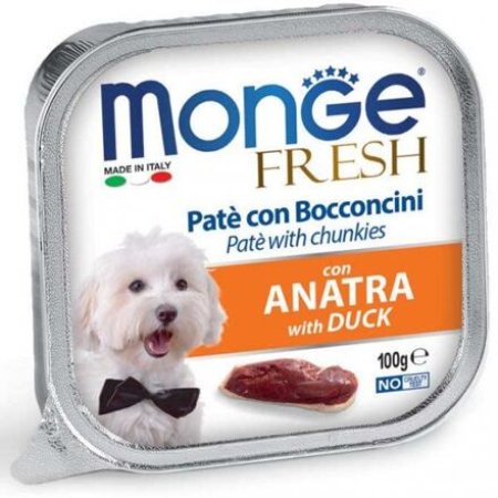 MONGE FRESH - paštéta a kúsky s kačicou 100 g pre psov