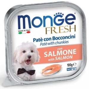 MONGE FRESH - paštéta a kúsky s lososom 100 g pre psov
