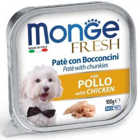 MONGE FRESH - paštéta a kúsky s kuracím 100 g pre psov