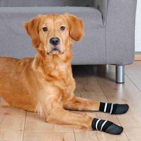 Protišmykové ponožky čierne, 2 ks pre psov bavlna/lycra L