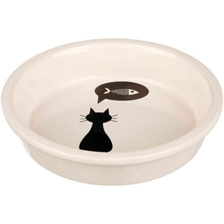 Keramická miska s čiernou mačkou, s okrajom biela 0,25 l/13 cm
