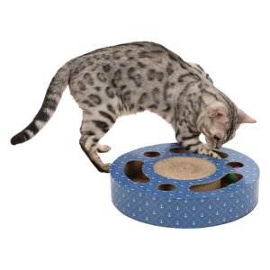 Trixie Škrabací bubienok s hračkami 33 cm modrý